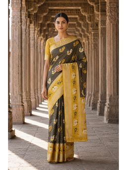 AMRUTKALA SAREES - Black Woven Designer Banarasi Silk Kanjivaram Saree