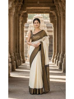 AMRUTKALA SAREES - Stylish White Woven Banarasi Silk Kanjivaram Saree