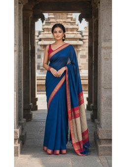 AMRUTKALA SAREES - Teal Woven Banarasi Silk Kanjivaram Traditional Saree