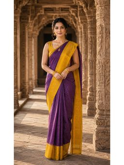 AMRUTKALA SAREES - Purple Elegant Woven Banarasi Silk Kanjivaram Saree