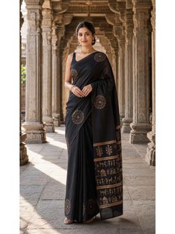 AMRUTKALA SAREES - Black Woven Banarasi Silk Kanjivaram Festive Saree