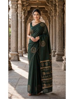 AMRUTKALA SAREES - Woven Banarasi Silk Kanjivaram Green Ethnic Saree