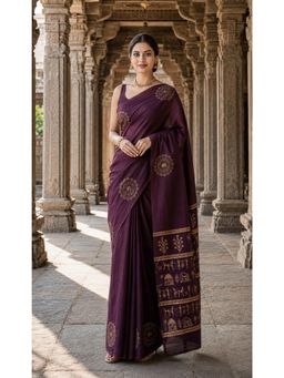 AMRUTKALA SAREES - Wine Timeless Woven Banarasi Silk Kanjivaram Saree