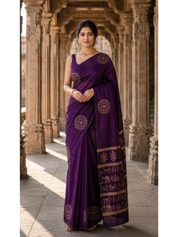 AMRUTKALA SAREES - Purple Woven Banarasi Silk Kanjivaram Beautiful Saree