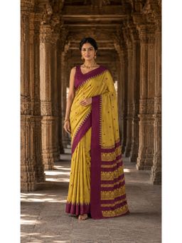 AMRUTKALA SAREES - Yellow Graceful Woven Cotton Silk Kanjivaram Saree