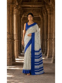 AMRUTKALA SAREES - Soft Blue Woven Designer Cotton Silk Kanjivaram Saree