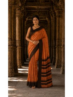 AMRUTKALA SAREES - Stylish Orange Woven Cotton Silk Kanjivaram Saree