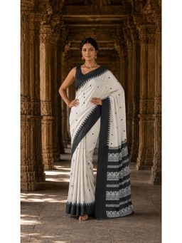 AMRUTKALA SAREES - White Woven Cotton Silk Kanjivaram Festive Saree
