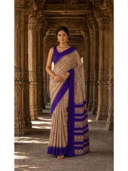 AMRUTKALA SAREES - Brown Elegant Woven Cotton Silk Kanjivaram Saree