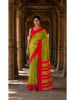 AMRUTKALA SAREES - Woven Cotton Silk Kanjivaram Green Classic Saree