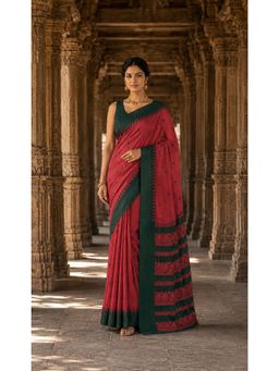 AMRUTKALA SAREES - Red Woven Designer Cotton Silk Kanjivaram Festive Saree