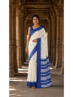 AMRUTKALA SAREES - Woven Cotton Silk Kanjivaram White Ethnic Saree