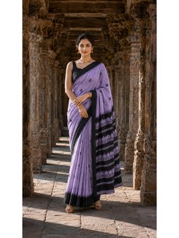 AMRUTKALA SAREES - Premium Purple Woven Cotton Silk Kanjivaram Saree