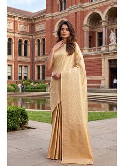 Monjolika Fashion - Golden Kanjivaram Soft Silk Saree