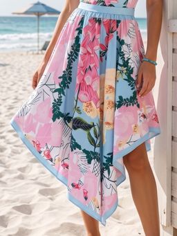 Addery - Multicolour Floral Print Beach Sarong Wrap Cover-Up Skirt