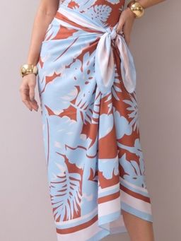Addery - Tropical Monstera Leaf Silk-Blend Beach Sarong