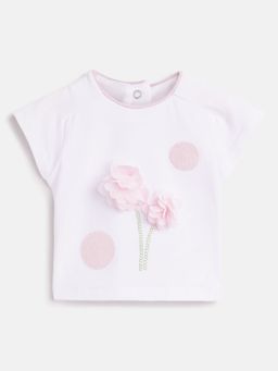Chicco - Infant Girls White Embellished Short Sleeve T-Shirt