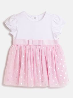 Chicco - Infant Girls Light Pink Printed Short Sleeve Dress