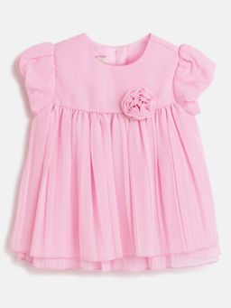 Chicco - Infant Girls Light Pink Solid Short Sleeve Dress