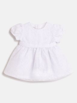 Chicco - Infant Girls White Embroidered Short Sleeve Dress