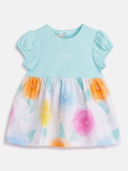 Chicco - Infant Girls White Printed Short Sleeve Dress