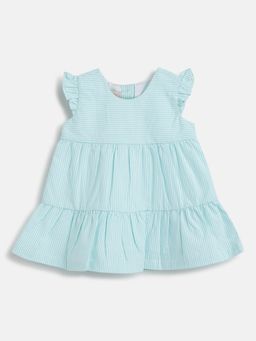 Chicco - Infant Girls Light Blue Striped Short Sleeve Dress