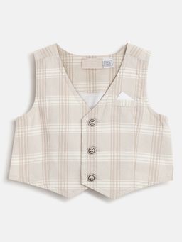 Chicco - Infant Boys Medium Beige Checked Waistcoat