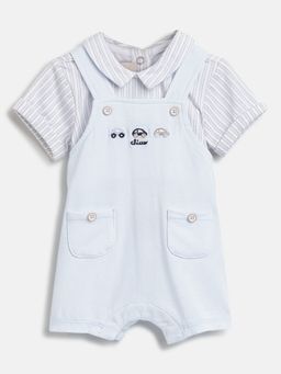 Chicco - Infant Boys Light Blue Applique Short Sleeve Romper