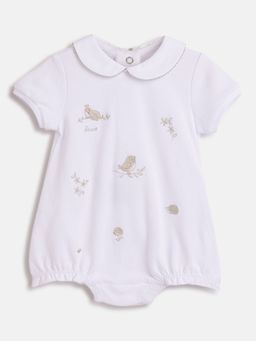 Chicco - Infant Girls White Printed Short Sleeve Romper