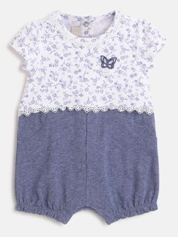 Chicco - Infant Girls Navy Blue Printed Short Sleeve Romper