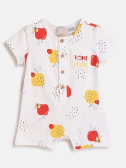 Chicco - Infant White Printed Short Sleeve Romper