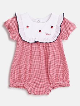 Chicco - Infant Girls White Solid Short Sleeve Romper