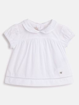 Chicco - Infant Girls White Solid Short Sleeve Top