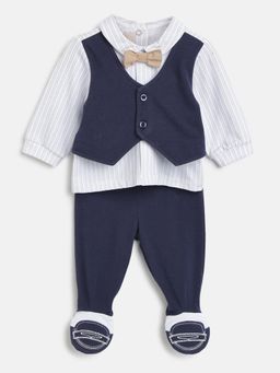 Chicco - Infant Boys Navy Blue Baby Shirt with Leggings (Set of 2)
