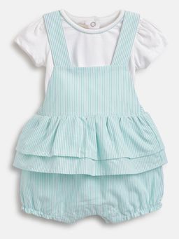 Chicco - Infant Girls White T-Shirt with Short Overalls (Set of 2)