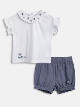 Chicco - Infant Girls Light Blue T-Shirt with Shorts (Set of 2)