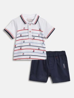 Chicco - Infant Boys Navy Blue Polo T-Shirt with Shorts (Set of 2)