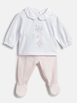 Chicco - Infant Girls Light Pink Baby's Smock Top with Leggings (Set of 2)