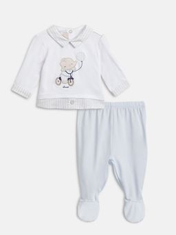 Chicco - Infant Boys White Baby's Smock T-Shirt with Leggings (Set of 2)