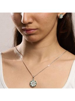 Anoree - Ocean Petal Spark Green Pendant with Chain and Earrings