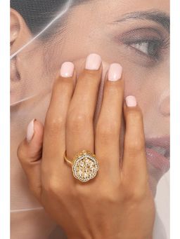 SWABHIMANN - Sukh Gold Kundan White Ring