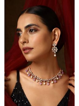 SWABHIMANN - Tanya White Polki and Pearl Necklace with Earrings