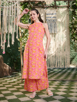 Stylum - Women's Floral Printed Cotton Straight Co-Ord (Set of 2)