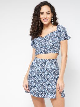Magre - Women Blue Printed Co-Ord (Set of 2)