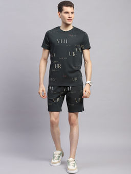 Monte Carlo - Mens Printed Olive Half Sleeve T-Shirt with Bermuda (Set of 2)