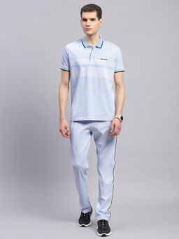 Monte Carlo - Mens Solid Sky Blue Polo Neck Half Sleeve Lower T-Shirt with Pant (Set of 2)