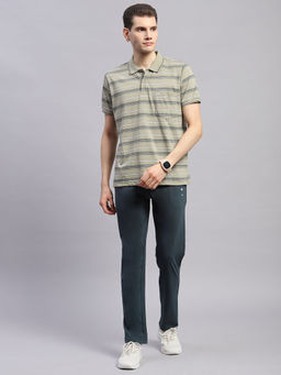 Monte Carlo - Mens Solid Green Polo Neck Half Sleeve Lower T-Shirt with Pant (Set of 2)