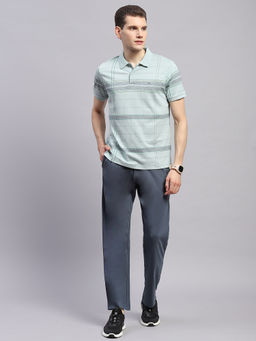 Monte Carlo - Mens Sky Blue & Navy Blue Polo Neck Half Sleeve Lower T-Shirt with Pant (Set of 2)