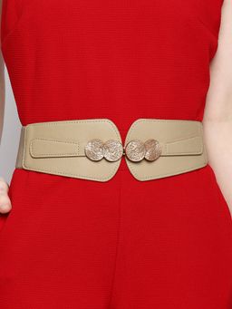 Twenty Dresses by Nykaa Fashion - Beige Solid Textured Buckle Party Belt
