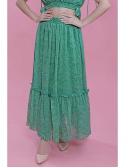 French Theory - Green Chiffon Gathered Skirt